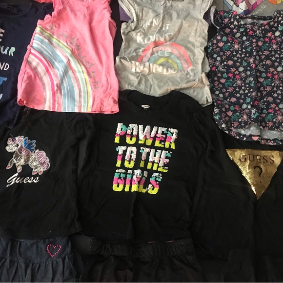 19 Pc Girls Size 4/5 Summer Lot  Tshirts/shorts/skort.. Guess, Trolls, Unicorns. - Picture 2 of 7